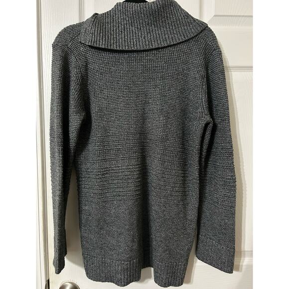 Calvin Klein Gray wide turrtleneck with button detail sweater, Size L - Picture 2 of 8